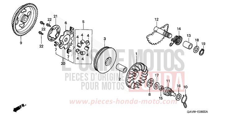 DRIVE FACE/KICK STARTER SPINDLE for BALI VORTEX PURPLE METALLIC (RP140) from 1997