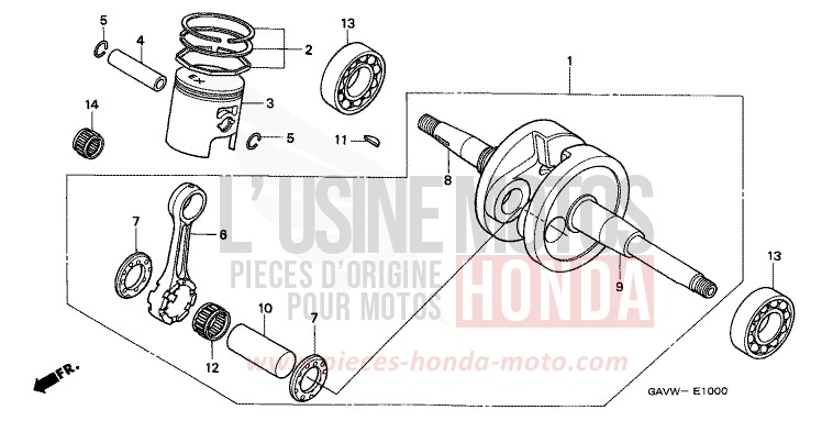 CRANKSHAFT/PISTON for BALI VORTEX PURPLE METALLIC (RP140) from 1997