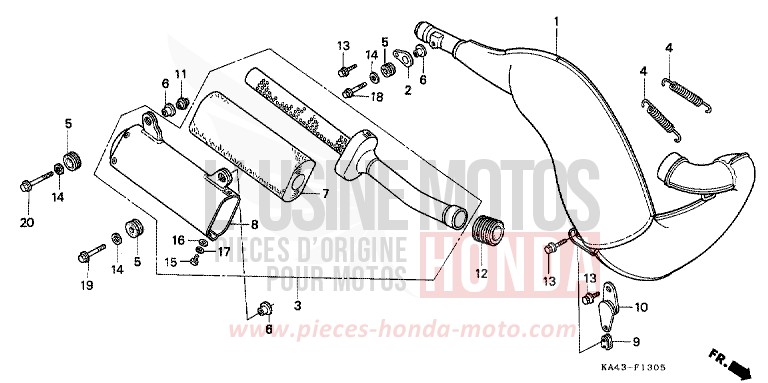 EXPANSION CHAMBER (6) for CR250R FIGHTING RED (R134) from 1989