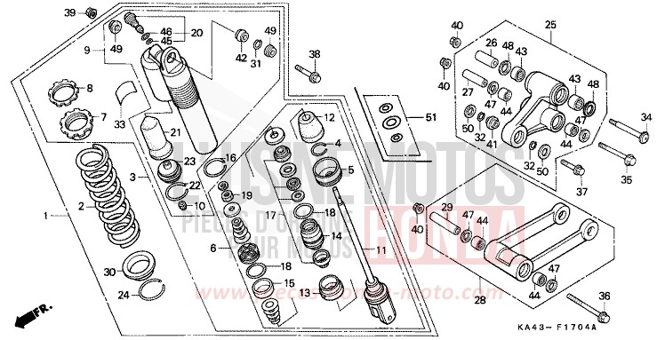 REAR CUSHION (5) for CR250R FIGHTING RED (R134) from 1989