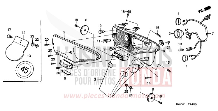 REAR COMBINATION LIGHT for BALI PEARL CONIFER GREEN (G161) from 1998