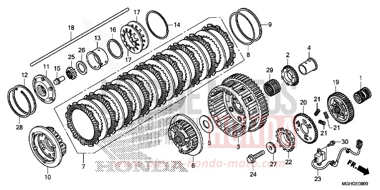 CLUTCH (VFR1200X/XA/XL) for VFR1200X CANDY PROMINENCE RED (R342B) from 2016