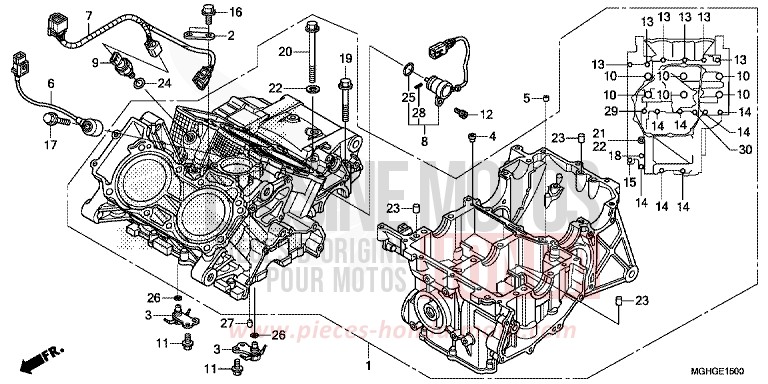 CRANKCASE (VFR1200X/XA/XL) for VFR1200X CANDY PROMINENCE RED (R342B) from 2016