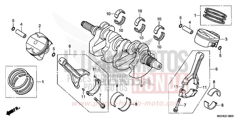 CRANKSHAFT/PISTON for VFR1200X CANDY PROMINENCE RED (R342B) from 2016