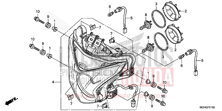 HEADLIGHT for VFR1200X CANDY PROMINENCE RED (R342B) from 2016