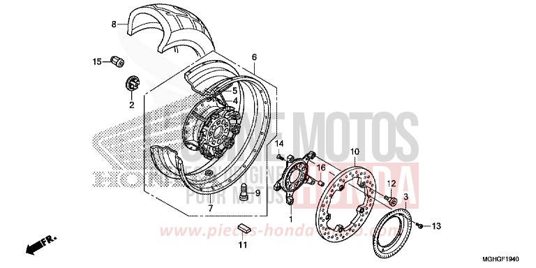 REAR WHEEL for VFR1200X CANDY PROMINENCE RED (R342B) from 2016