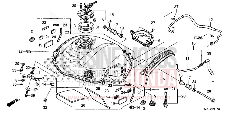 FUEL TANK for VFR1200X CANDY PROMINENCE RED (R342B) from 2016
