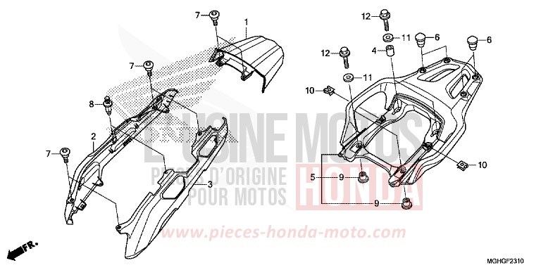 REAR COWL/CARRIER for VFR1200X CANDY PROMINENCE RED (R342B) from 2016