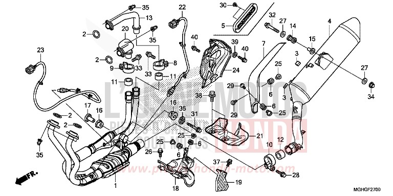 EXHAUST MUFFLER for VFR1200X CANDY PROMINENCE RED (R342B) from 2016