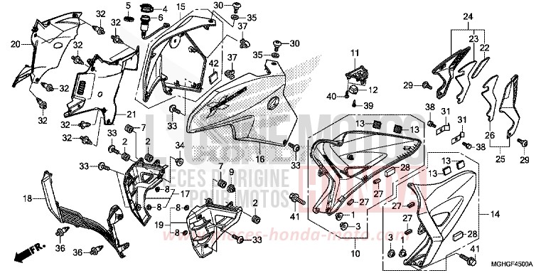 MIDDLE COWL for VFR1200X CANDY PROMINENCE RED (R342B) from 2016