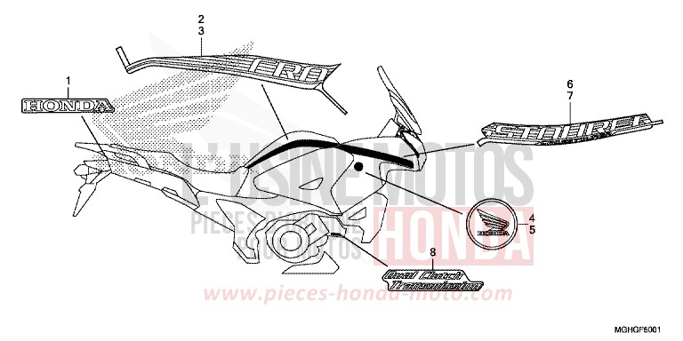 MARK (2ED,2RU,2TH,2U) for VFR1200X CANDY PROMINENCE RED (R342B) from 2016