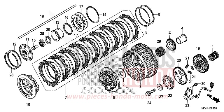 CLUTCH (VFR1200X/XA/XL) for VFR1200X CANDY PROMINENCE RED (R342B) from 2017