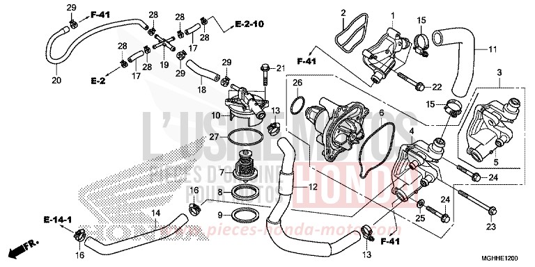 WATER PUMP for VFR1200X CANDY PROMINENCE RED (R342B) from 2017