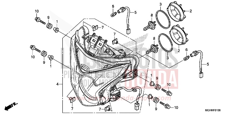 HEADLIGHT for VFR1200X CANDY PROMINENCE RED (R342B) from 2017