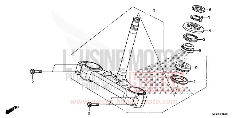 STEERING STEM for VFR1200X CANDY PROMINENCE RED (R342B) from 2017