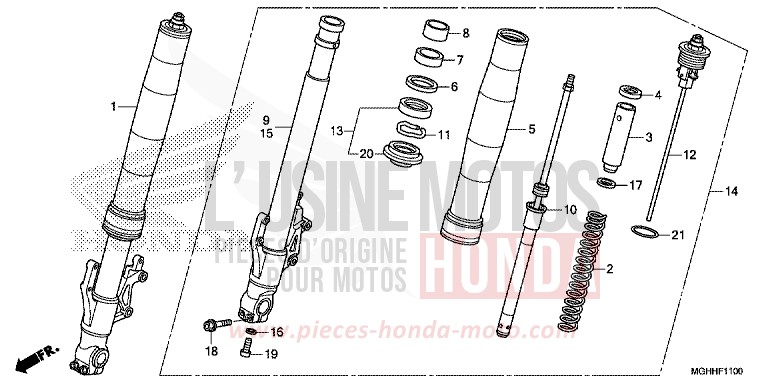 FRONT FORK for VFR1200X CANDY PROMINENCE RED (R342B) from 2017