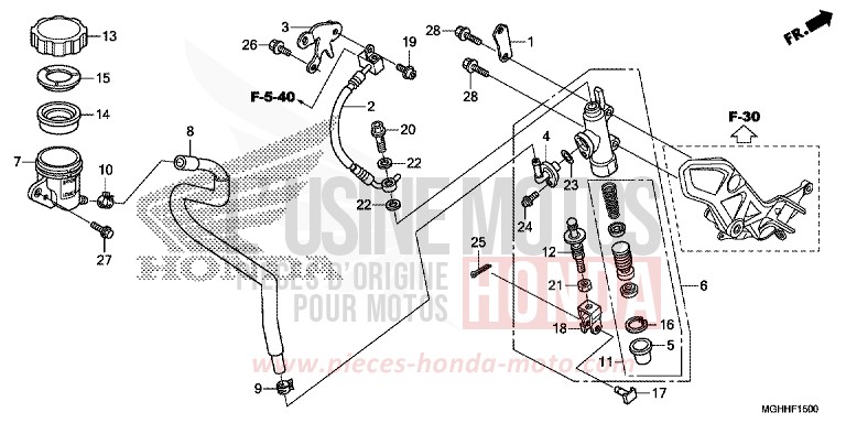 RR. BRAKE MASTER CYLINDER for VFR1200X CANDY PROMINENCE RED (R342B) from 2017