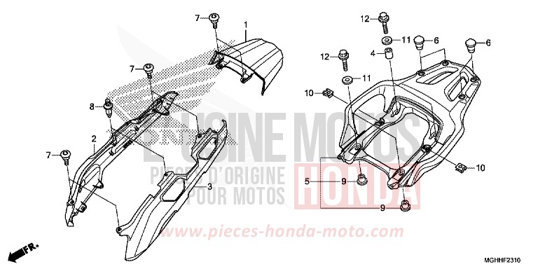 REAR COWL/CARRIER for VFR1200X CANDY PROMINENCE RED (R342B) from 2017