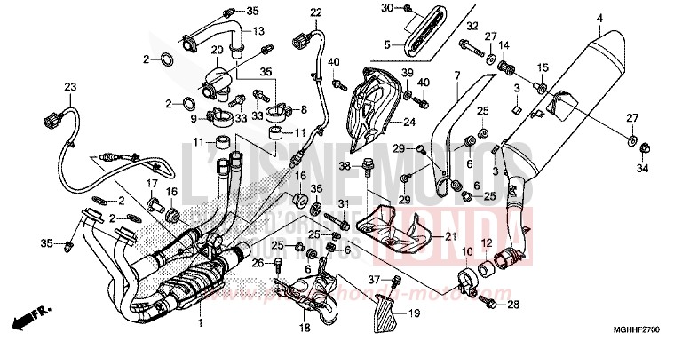 EXHAUST MUFFLER for VFR1200X CANDY PROMINENCE RED (R342B) from 2017
