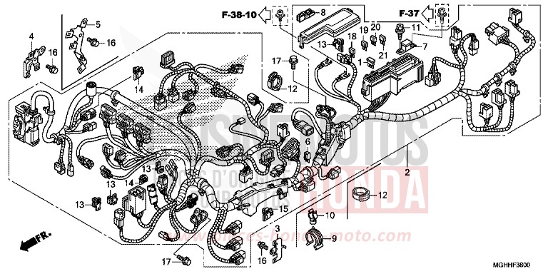 WIRE HARNESS for VFR1200X CANDY PROMINENCE RED (R342B) from 2017