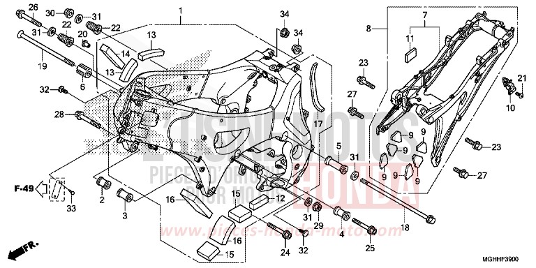 FRAME BODY for VFR1200X CANDY PROMINENCE RED (R342B) from 2017
