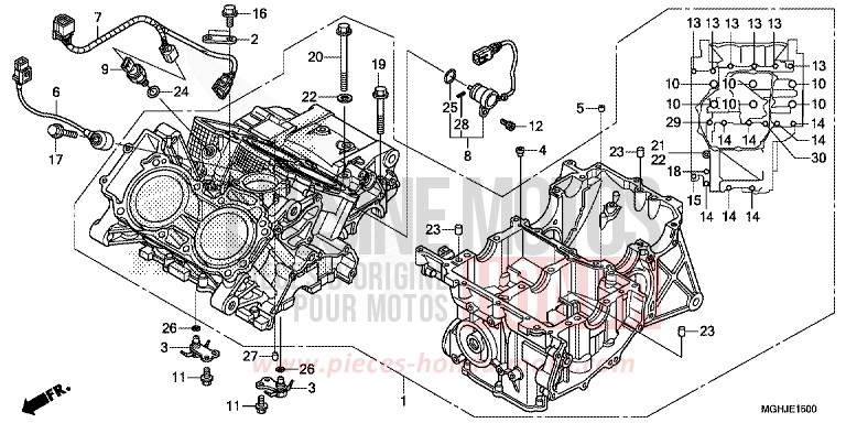 CRANKCASE (VFR1200X/XA/XL) for VFR1200X CANDY PROMINENCE RED (R342B) from 2018