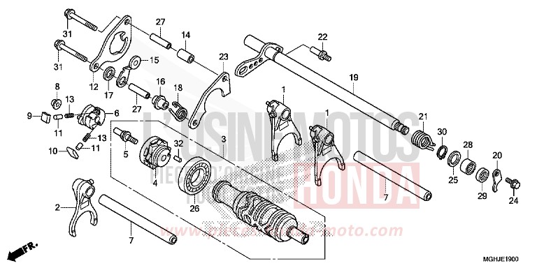 GEARSHIFT DRUM (VFR1200X/XA/XL) for VFR1200X CANDY PROMINENCE RED (R342B) from 2018