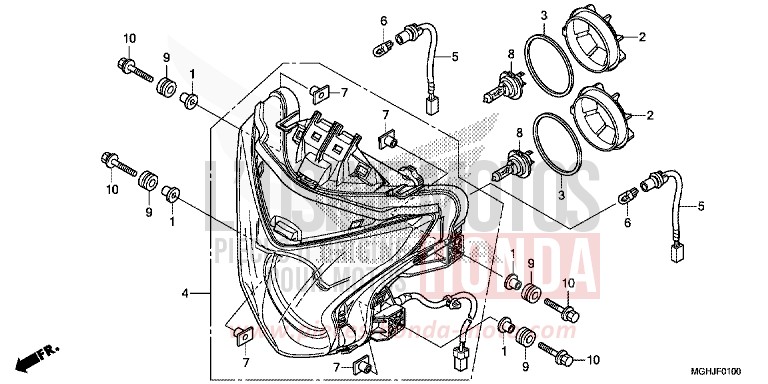 HEADLIGHT for VFR1200X CANDY PROMINENCE RED (R342B) from 2018