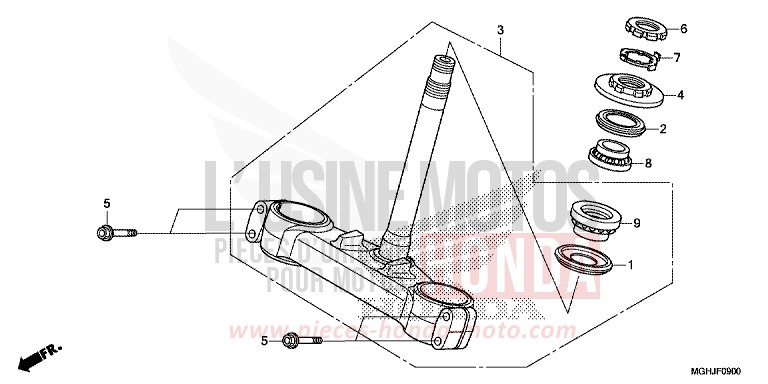 STEERING STEM for VFR1200X CANDY PROMINENCE RED (R342B) from 2018