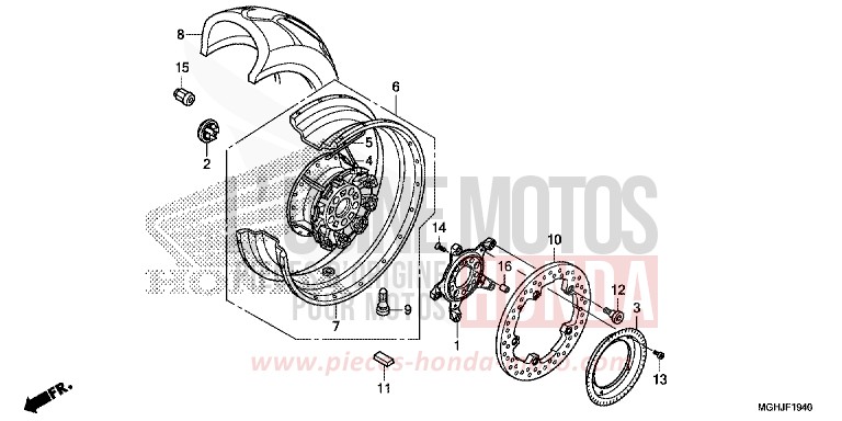 REAR WHEEL for VFR1200X CANDY PROMINENCE RED (R342B) from 2018