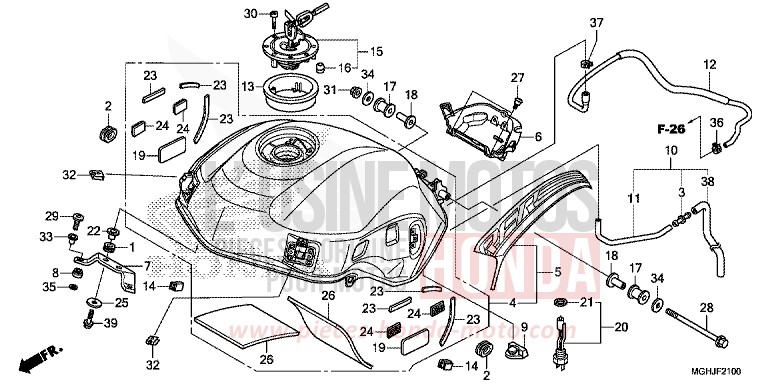 FUEL TANK for VFR1200X CANDY PROMINENCE RED (R342B) from 2018
