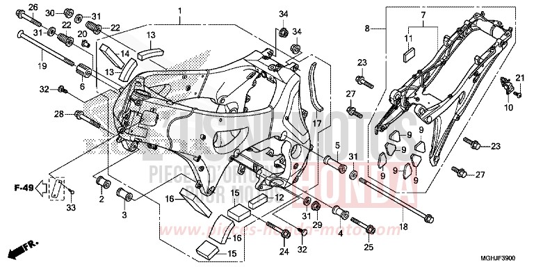 FRAME BODY for VFR1200X CANDY PROMINENCE RED (R342B) from 2018