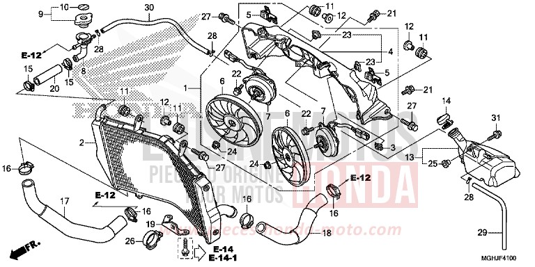 RADIATOR for VFR1200X CANDY PROMINENCE RED (R342B) from 2018