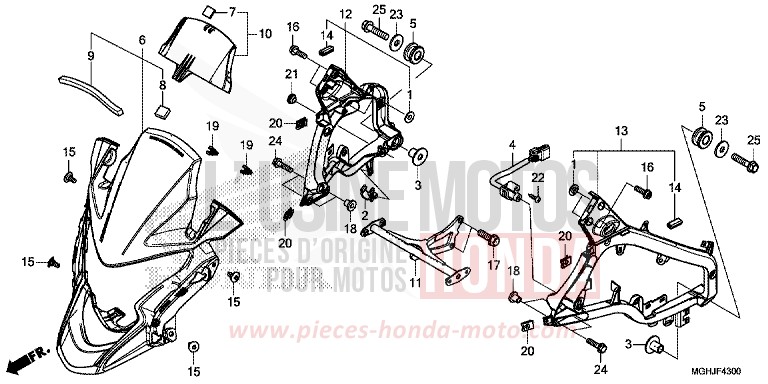 UPPER COWL for VFR1200X CANDY PROMINENCE RED (R342B) from 2018