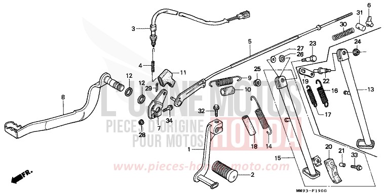 PEDAL/STAND (1) for TRANSALP PEARL CRYSTAL WHITE (NH193P) from 1987