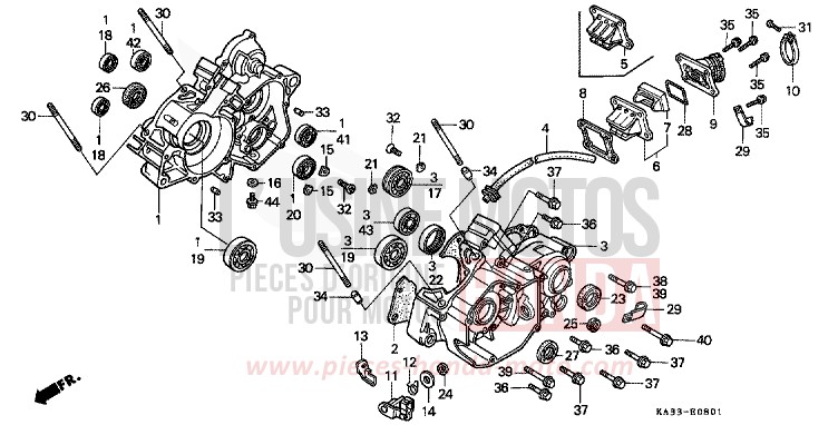 CRANKCASE (2) for CR125R FIGHTING RED (R134) from 1989