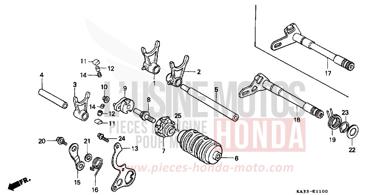 GEARSHIFT DRUM for CR125R FIGHTING RED (R134) from 1989