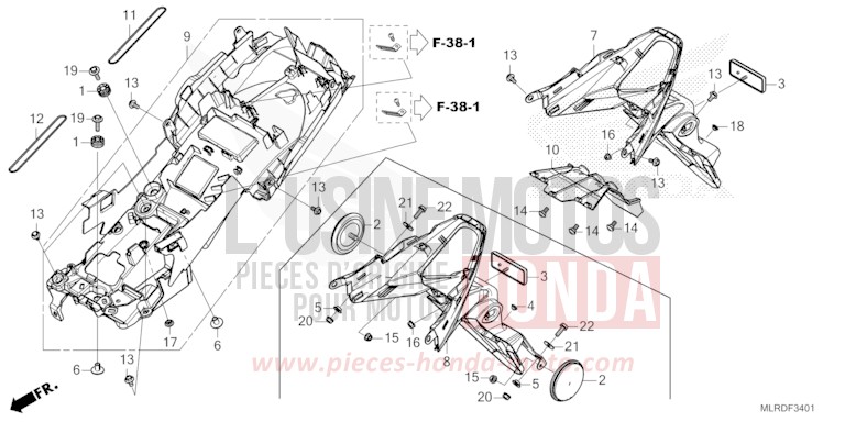 REAR FENDER (2) for NX500 MAT GUNPOWDER BLACK METALLIC (NH436) from 2026