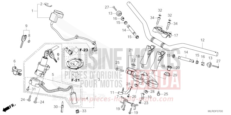 HANDLE PIPE/TOP BRIDGE for NX500 GRAPHITE BLACK (NHB01) from 2026