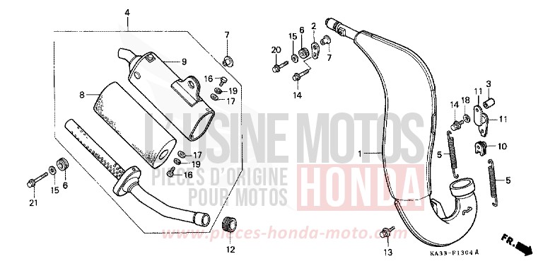 EXPANSION CHAMBER (5) for CR125R FIGHTING RED (R134) from 1989