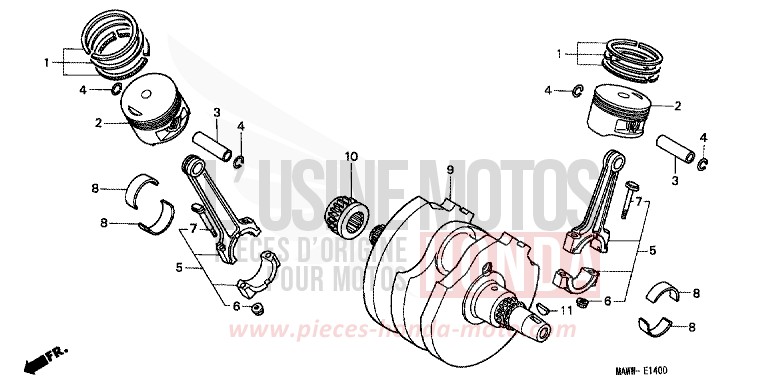 CRANKSHAFT/PISTON for TRANSALP BLACK (NH1D) from 1999