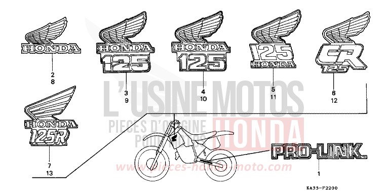 MARK for CR125R FIGHTING RED (R134) from 1989