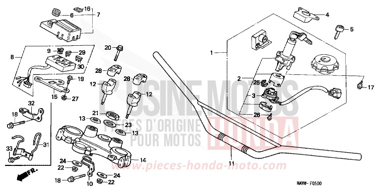 HANDLE PIPE/TOP BRIDGE for TRANSALP BLACK (NH1D) from 1999