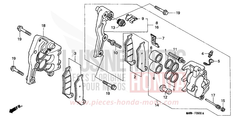 FRONT BRAKE CALIPER for TRANSALP BLACK (NH1D) from 1999