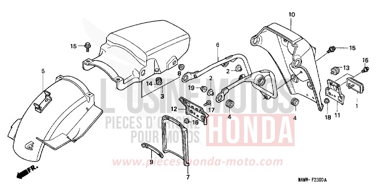 REAR FENDER for TRANSALP BLACK (NH1D) from 1999