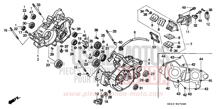 CRANKCASE for CR125R NEUCLEAR RED (R177) from 1990