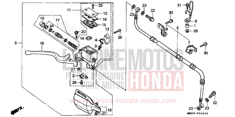 FR. BRAKE MASTER CYLINDER (XL600VM/VN/VP) for TRANSALP CANDY TAHITIAN BLUE (PB215H) from 1991