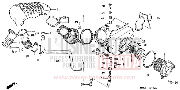 AIR CLEANER (1) for TRANSALP CANDY TAHITIAN BLUE (PB215H) from 1991