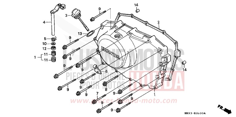 RIGHT CRANKCASE COVER for TRANSALP GRAND GREEN METALLIC (G137G) from 1991
