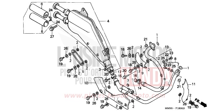 EXHAUST MUFFLER for TRANSALP GRAND GREEN METALLIC (G137G) from 1991